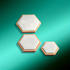 3Pcs Hexagonal Bamboo Jewelry Display Plate & Rack Set