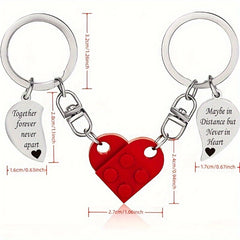 Heart shaped Blocks Keychain Keyring Bag Purse Charm Pendant