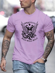 Men's Bold Letter Print T-shirt for Summer