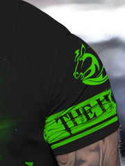 3D Horse Print Tee Men's Street Style Stretch Round Neck T-shirt