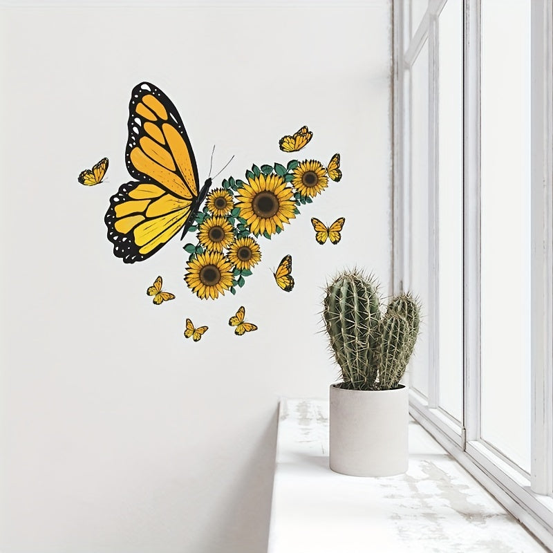 Butterfly Sunflower Wall Sticker Home Decor