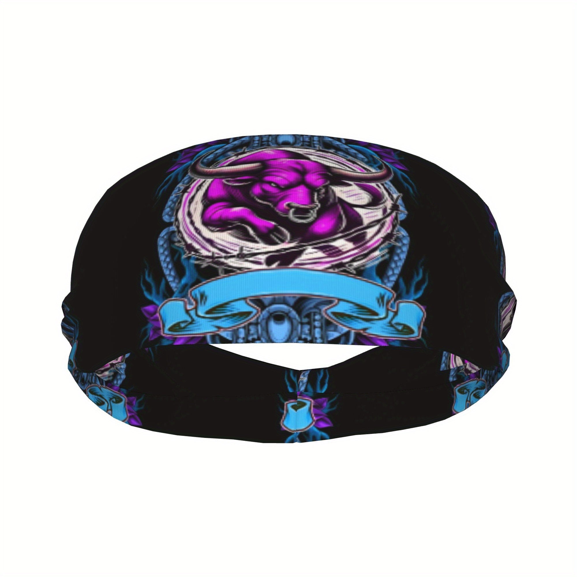 Unisex Sports Headband Sweat Wicking Stretchy Polyester Bull & Snake