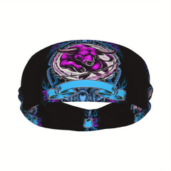 Unisex Sports Headband Sweat Wicking Stretchy Polyester Bull & Snake