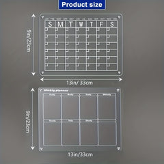 2pcs Acrylic Magnetic Calendar for Fridge | Reusable Whiteboard Planner