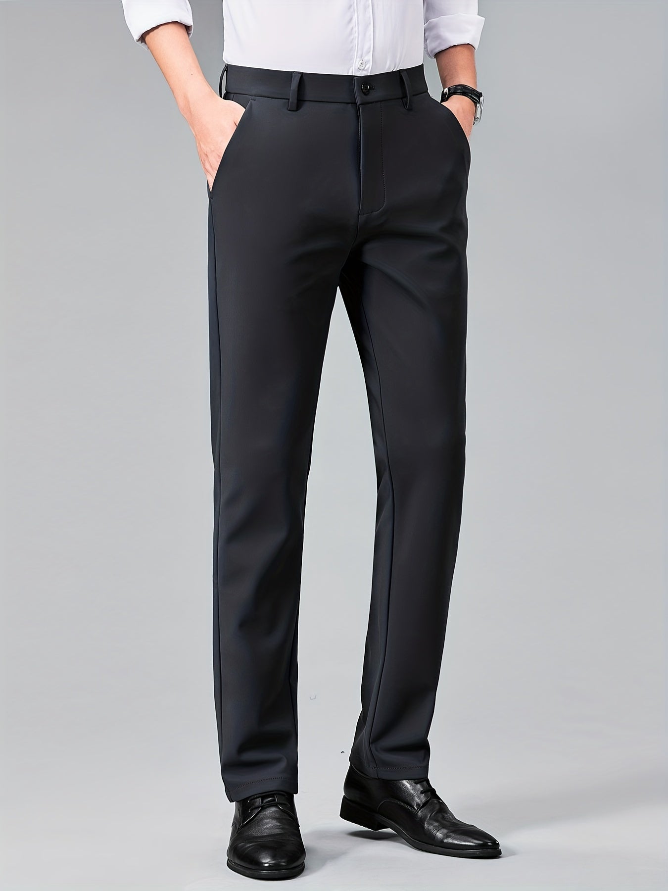 Men's Formal Solid Stretch Dress Pants Business Wear Spring Summer