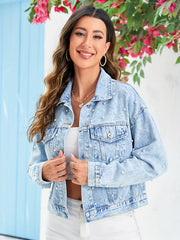 Faux Pearl Studded Denim Jackets Women's Coats