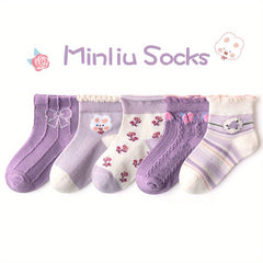Girls Floral Ankle Socks for Kids - Breathable & Comfortable