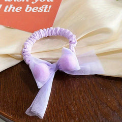 2pcs Bow Mesh Hair Band Elastic Hair Ties Hair Accessories For Girls