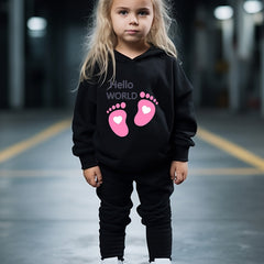 OERYUI Girls boys HELLO WORLD Print Hoodies Pants Set For Spring Fall
