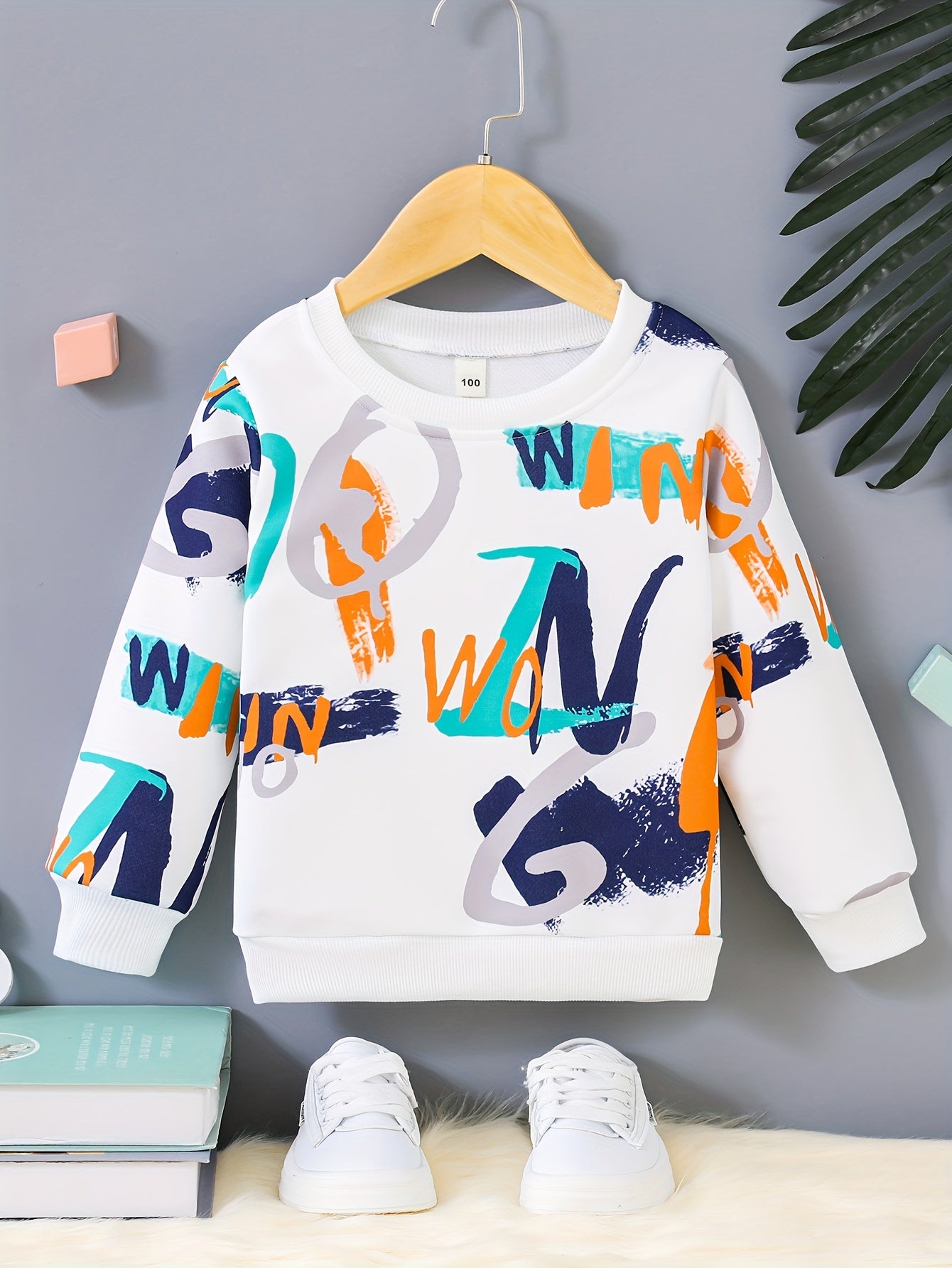 Boys Crew Neck Sweatshirt Alphabet Print
