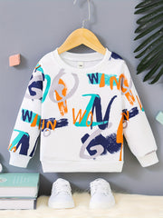 Boys Crew Neck Sweatshirt Alphabet Print