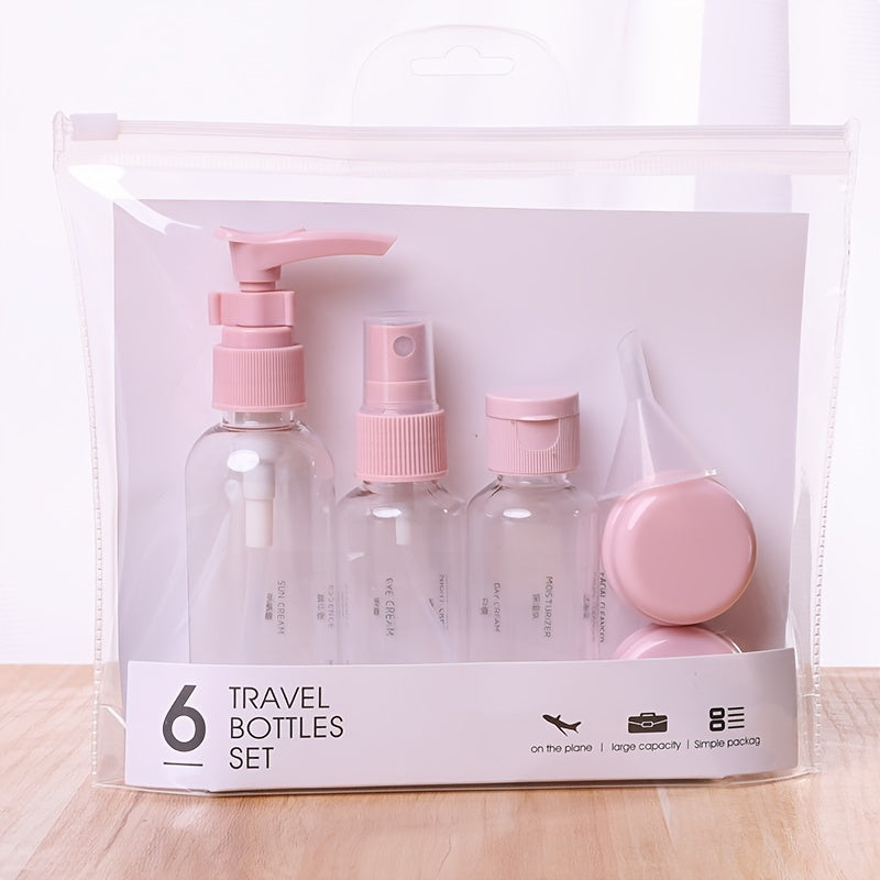 6Pcs Travel Bottles Set Mini Empty Plastic Pump Spray Squeeze Bottles