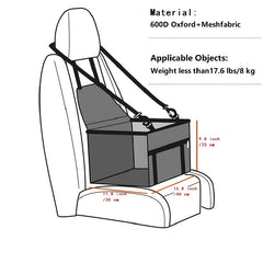 Breathable Oxford Pet Dog Car Booster Seat Soft Washable Travel Carrier Cage