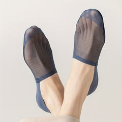 5 Pairs Men's Thin Mesh Non-Slip Boat Socks Summer Cotton Blend Breathable Socks