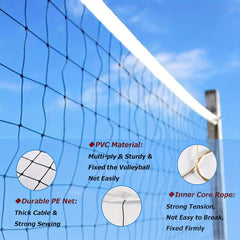 Sports Replacement Volleyball Net Weather Resistant High Strength Cable 9.5m