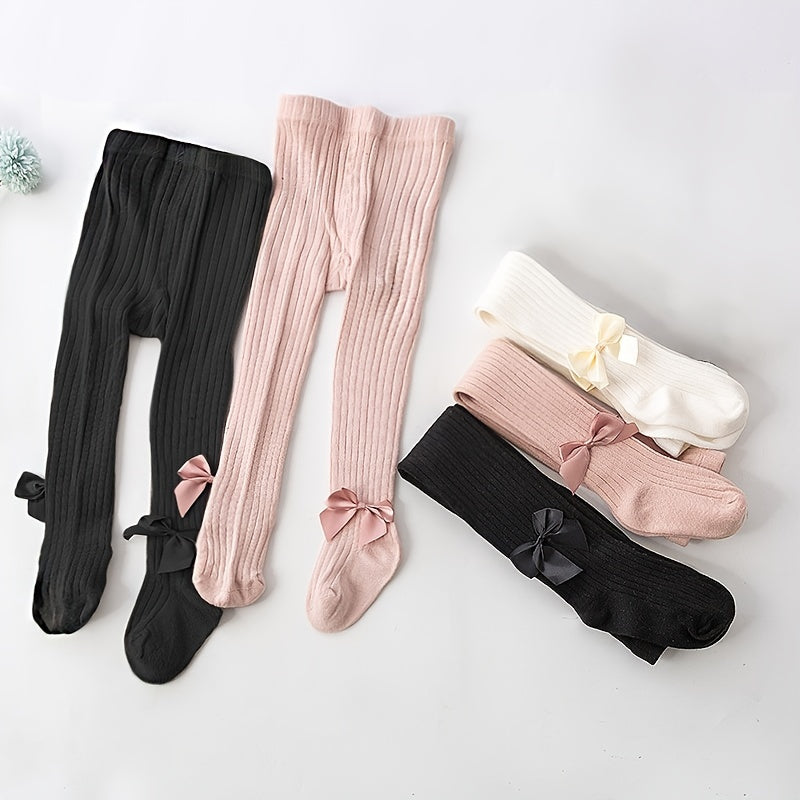 3 Pairs Girls Pantyhose Baby Pantyhose Bow Spring Autumn Leggings