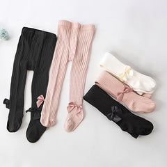 3 Pairs Girls Pantyhose Baby Pantyhose Bow Spring Autumn Leggings