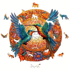 Hummingbirds & Floral Wooden Jigsaw Puzzle for Adults