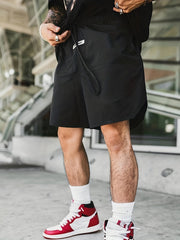 Men's Breathable Solid Shorts with Pockets Drawstring Elastic Waist