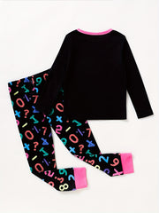 Girl's Math Genius Pajama Set Long Sleeve Top & Pants