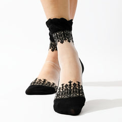 5 Pairs Lace No Show Socks Women's Stockings & Hosiery