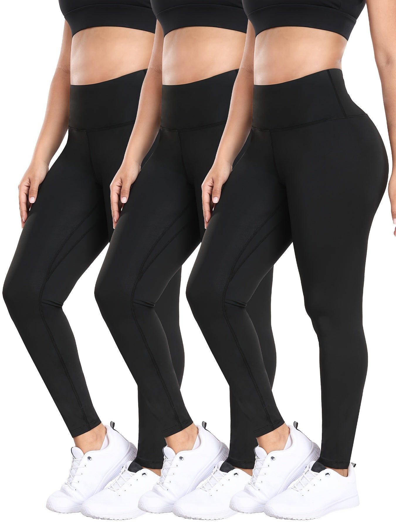 3pcs High Waist Tummy Control Fitness Pants Quick Dry Running Yoga Hip Lifting