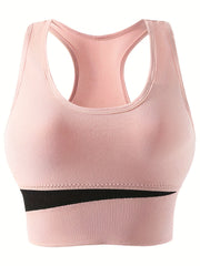3pcs Colorblock Sports Bras Racerback Wireless Bra