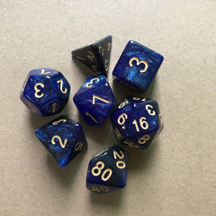 7pcs Starry Sky Two Faced Dice Set Number Game Tones
