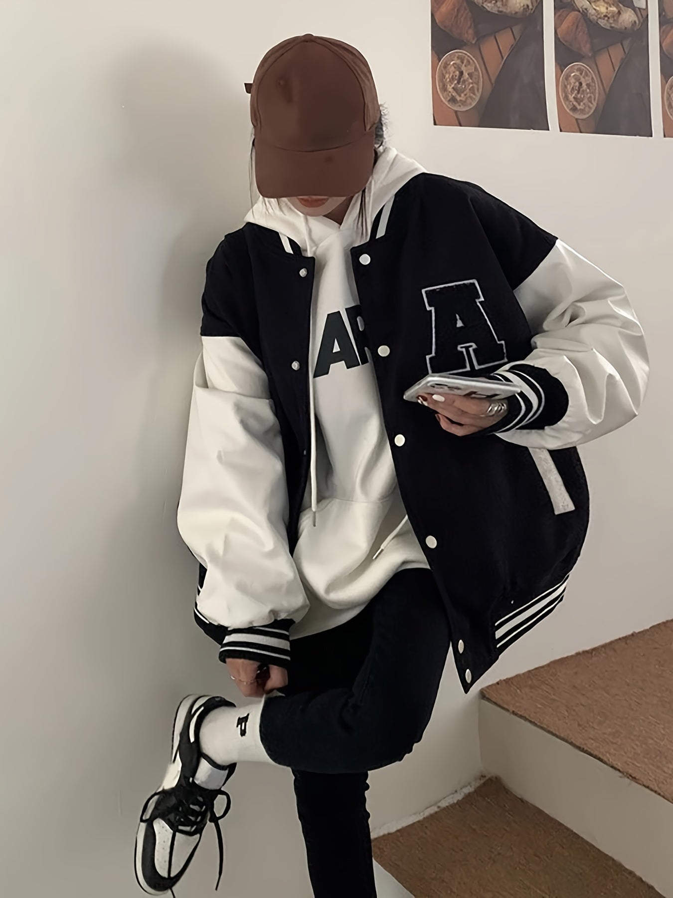 Varsity Letterman Jacket Button Up Women's Streetwear