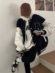 Varsity Letterman Jacket Button Up Women's Streetwear