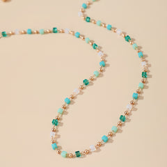 Bohemian Beaded Choker Necklace Green Cubic Crystal Necklace