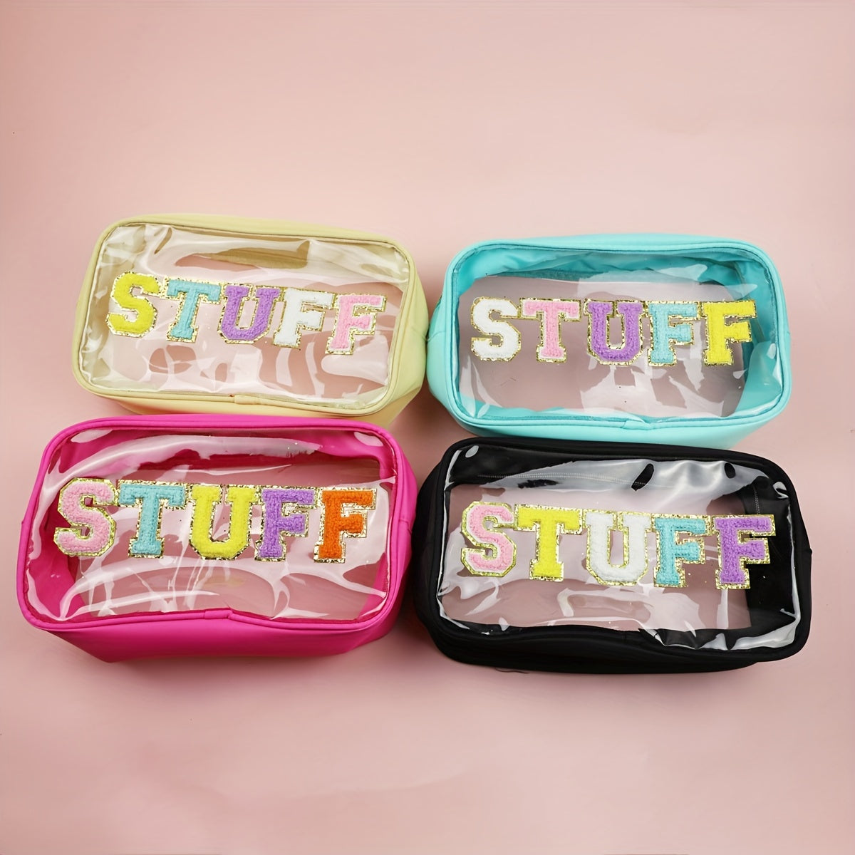 Waterproof PVC Toiletry Bag with Embroidered Lettering
