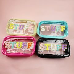 Waterproof PVC Toiletry Bag with Embroidered Lettering