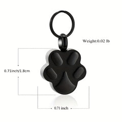 Stainless Steel Pet Ash Urn Key Chain - Paw Print Shape Cremation Memorial