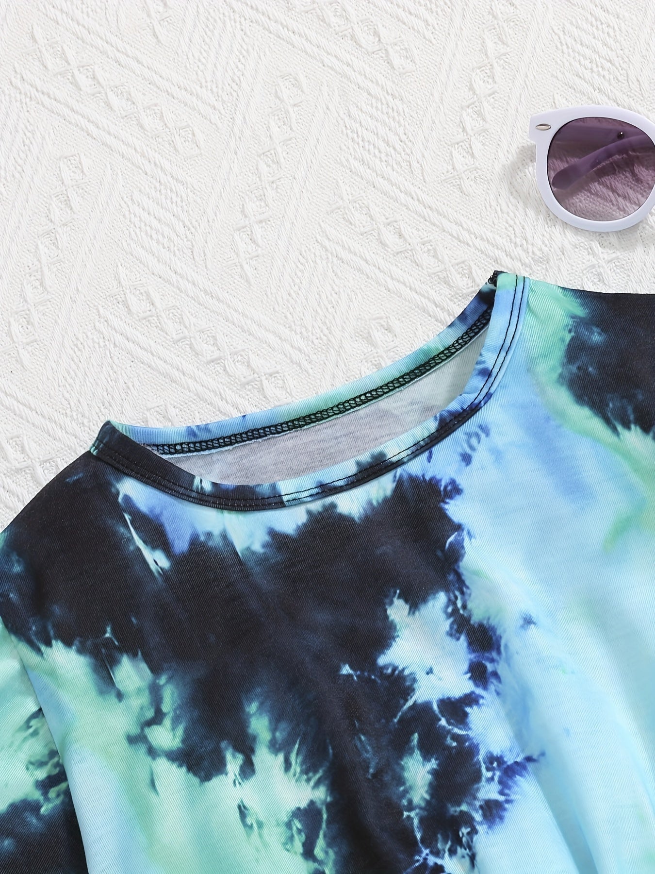 2pcs Girls Tie Dye T Shirt Crop Tee Top & Shorts Set Kids Clothes