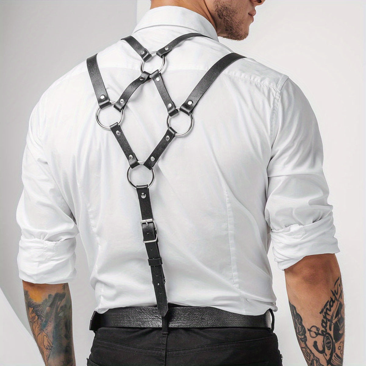 Men's Handsome Bib Pants Punk Business Shirt Straps