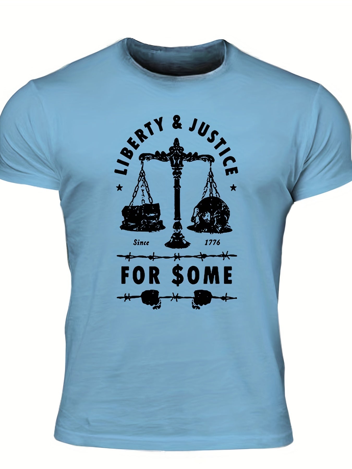 Men's Liberty & Justice Print Tee Crew Neck T-shirt