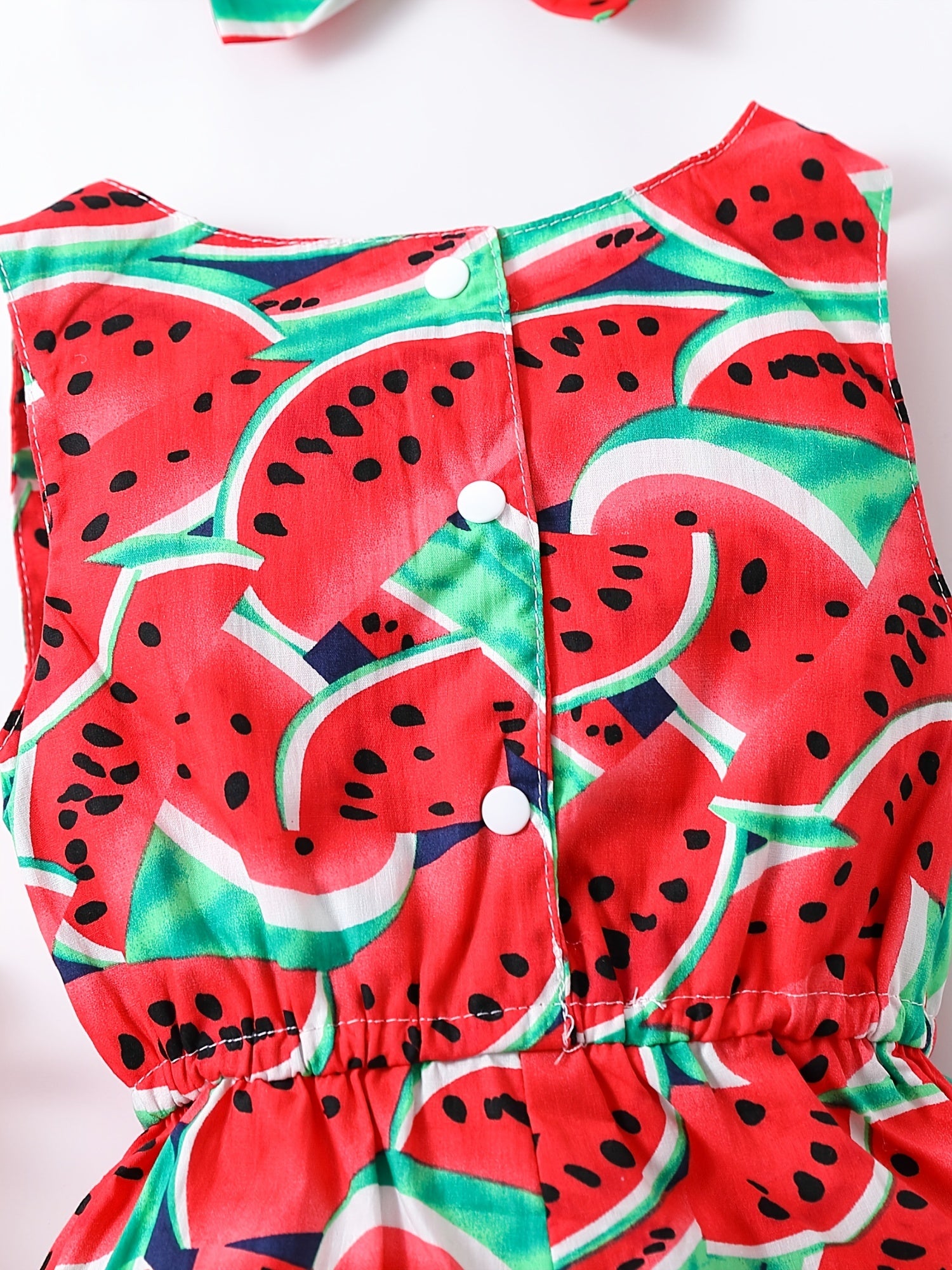 Toddler Girls Watermelon Print Romper Headband Summer Clothes