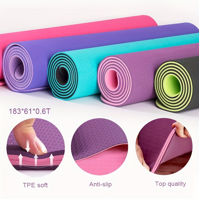 Solid TPE Yoga Mat Non-slip Fitness Mat for Exercise Skipping Yoga Pilates