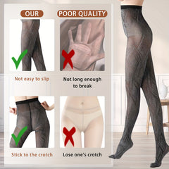 2 Pack Geometric Pattern High Waist Footed Pantyhose Women's Stockings