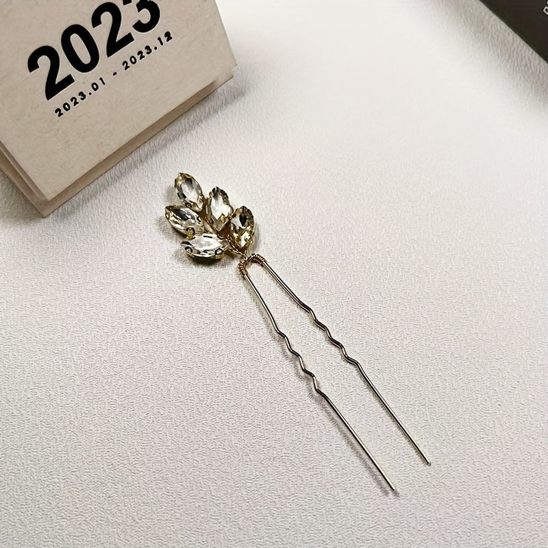 Crystal Pin U shaped Hair Pin Head Jewelry Bridal Wedding Hair Accessories