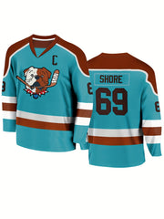 Men's Long Sleeve Hockey Jersey 69 Dog Embroidered Sweatshirt