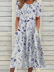 Casual Dress Women's Plus Floral Print Ruched Dress
