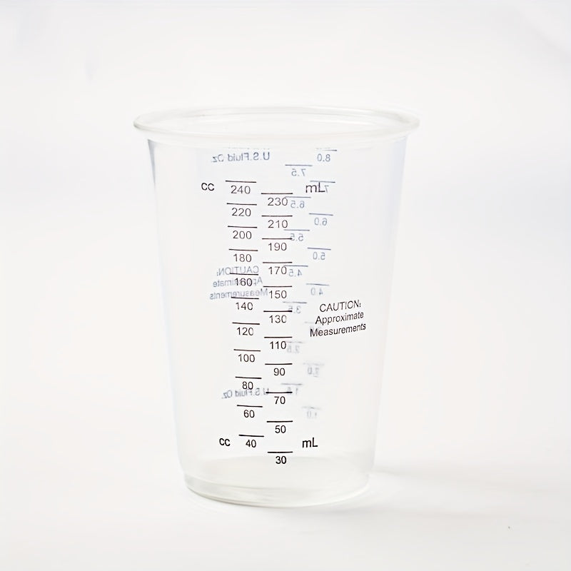50pcs 8oz Disposable PP Scale Cup Mixing Measuring Cup Transparent Plastic Cup