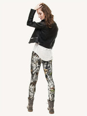 Tree Branch Print Slim Leggings Elastic Bottoms