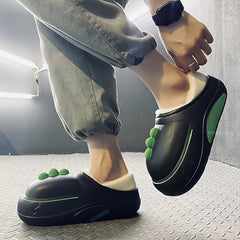 Men's Cartoon Fleece Slippers Waterproof Plush Lining Shoes