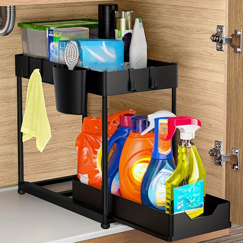 Sliding Storage Rack Kitchen Organizer Double Layer