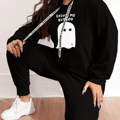 Women's Plus Ghost Hoodie & Jogger Pants Two Piece Set