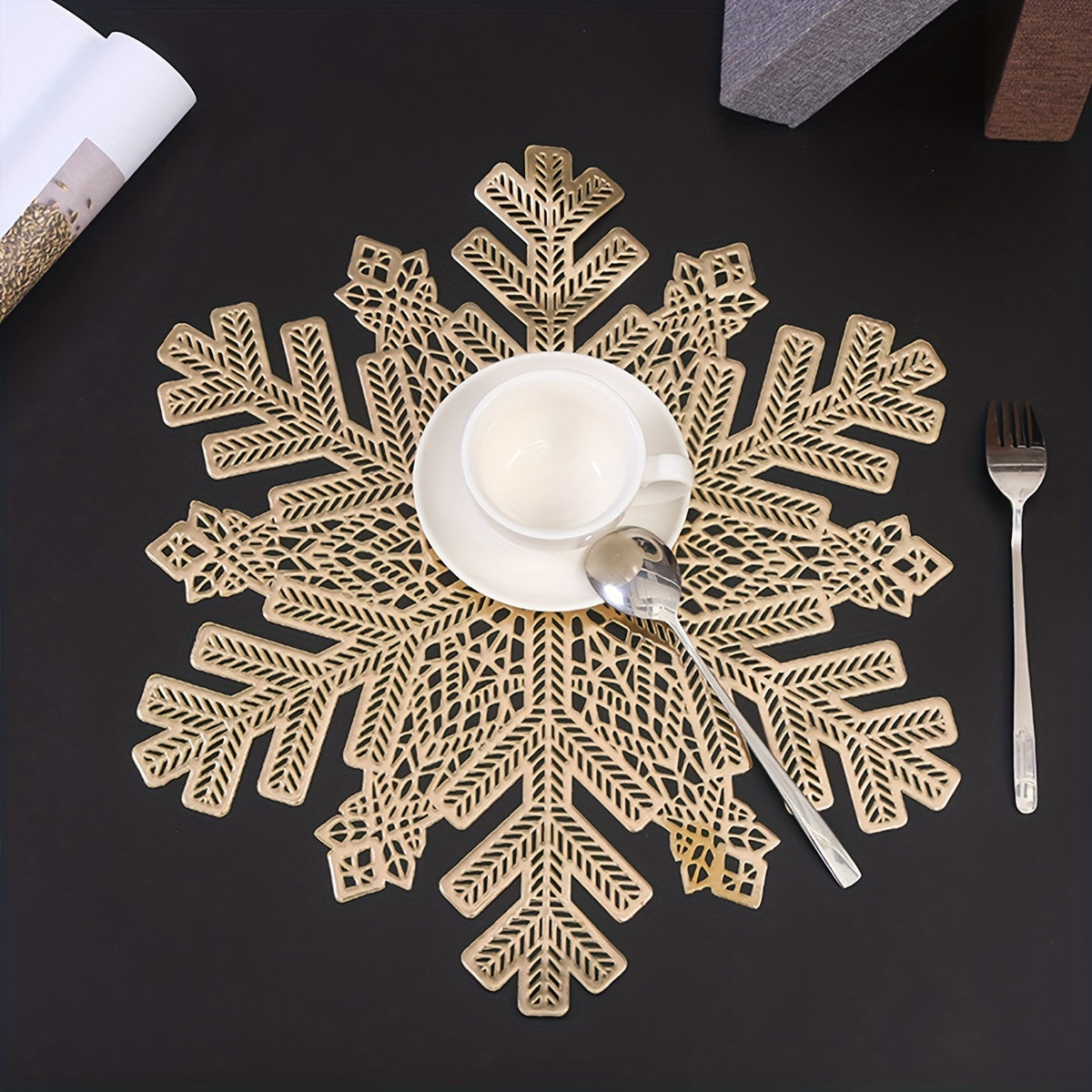 4pcs Nordic Snowflake PVC Placemats - Holiday Table Mat
