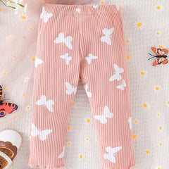 Baby Girls Butterfly Print Cotton Pants for Spring/Autumn